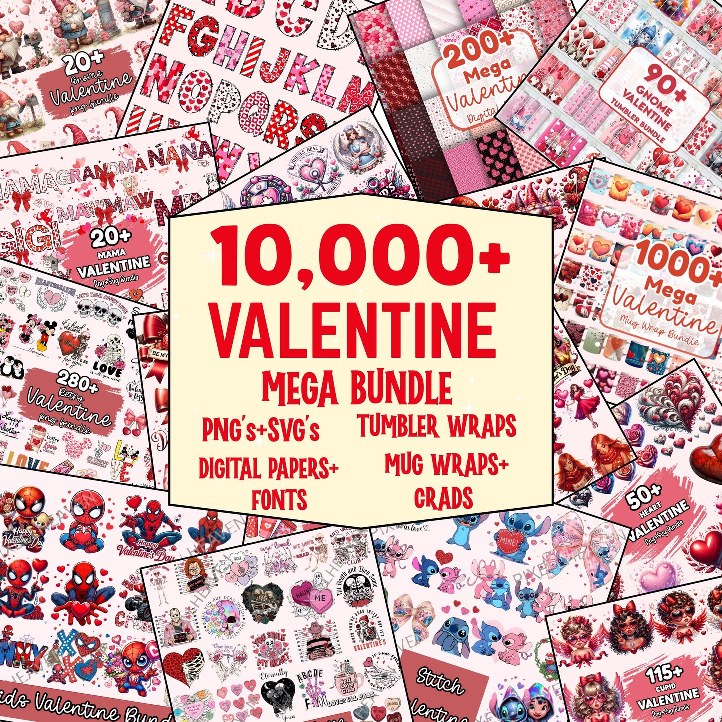 10,000+ Valentine Mega Bundle — Premium PNG Graphics Pack
