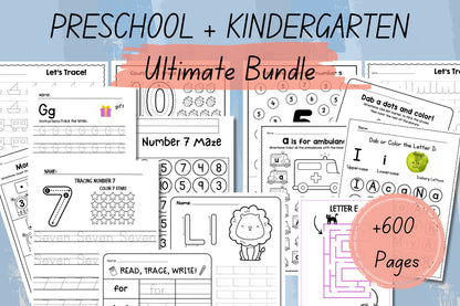 600+ Kids Learning Printable Activity Worksheets Bundle