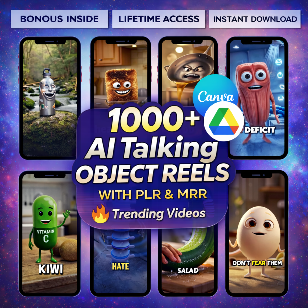 AI Talking Object Reels Bundle – 1000+ Editable Canva Viral Videos for Instagram, TikTok & Facebook
