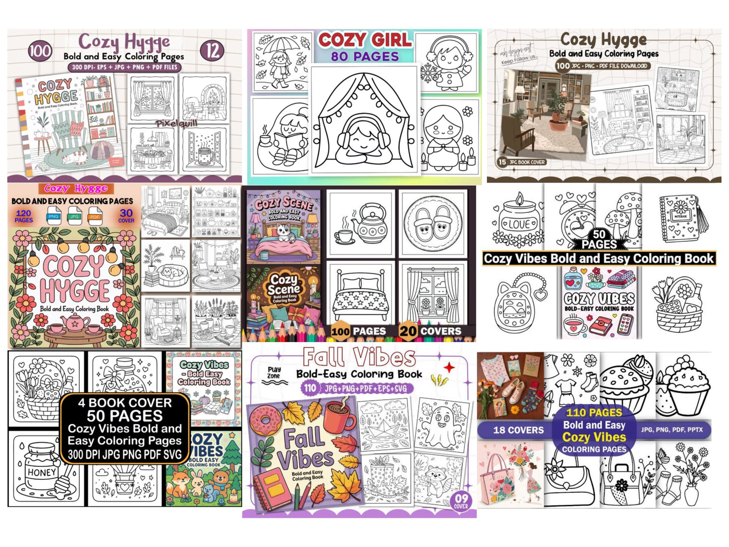 5000+ Bold & Easy Coloring Pages Mega Bundle | Printable PDF for Stress Relief, Crafts & Creative Projects