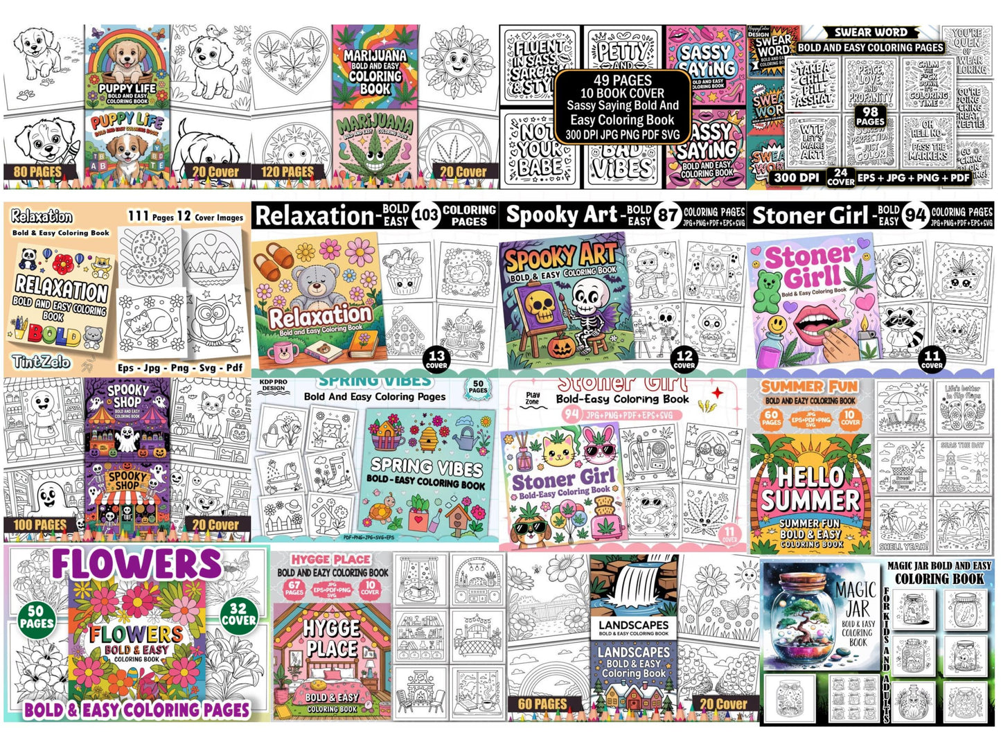 5000+ Bold & Easy Coloring Pages Mega Bundle | Printable PDF for Stress Relief, Crafts & Creative Projects