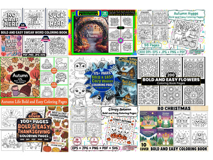 5000+ Bold & Easy Coloring Pages Mega Bundle | Printable PDF for Stress Relief, Crafts & Creative Projects