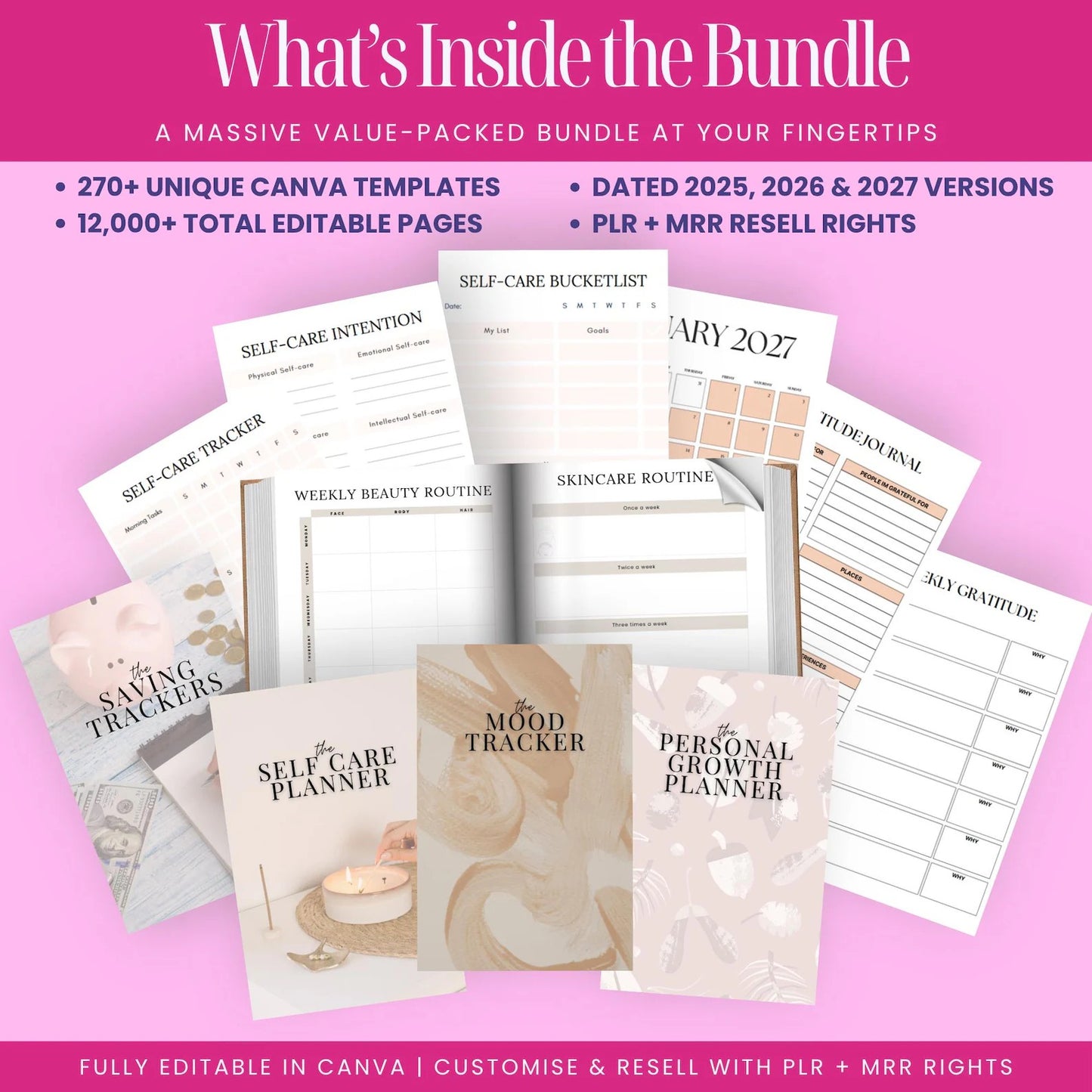 12000+ Editable Canva Templates Bundle – PLR & Resell Rights | Printable Planners, Journals & Trackers for 2025-2027